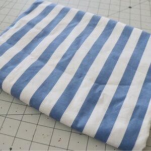 Blue and White Striped cotton poplin fabric, 2 yards over